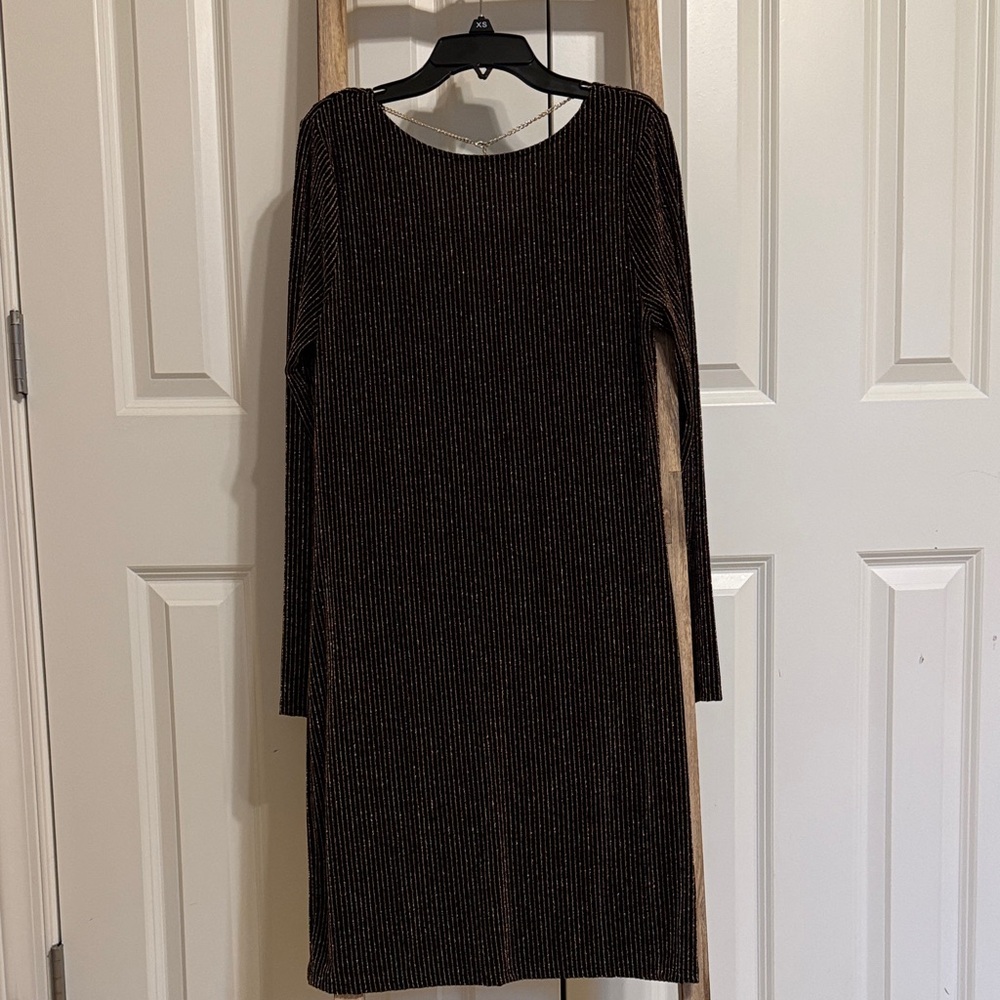 Michael Kors Black and Gold Long Sleeve Dress